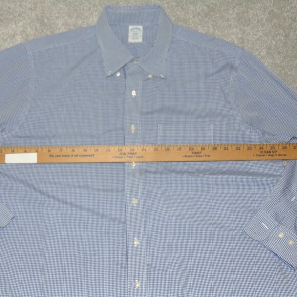 Brooks Brothers Regent Mens Long Sleeve Dress Shirt 18-4/5 Blue Check Cotton - Picture 6 of 9